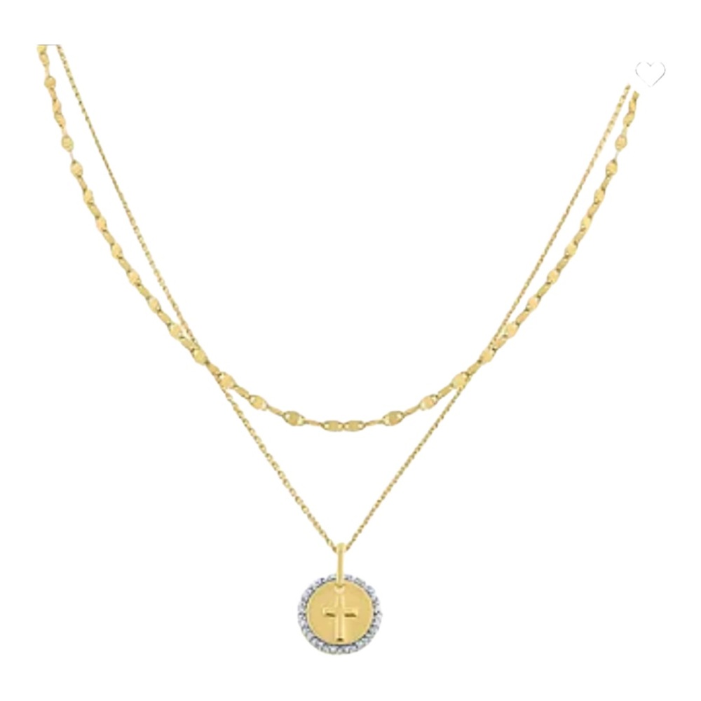 Womens 2-pc. Diamond Accent Necklace Set in 14K Gold Over Silver, 18” Chain, NWT